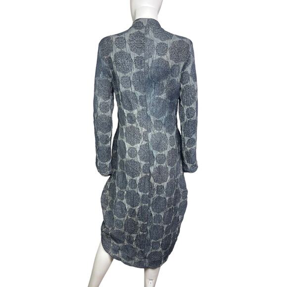 Bryn Walker Women's XS Gray Lagenlook Crinkle Artsy Polka Dot Zip Up Jacket EUC - Picture 2 of 4